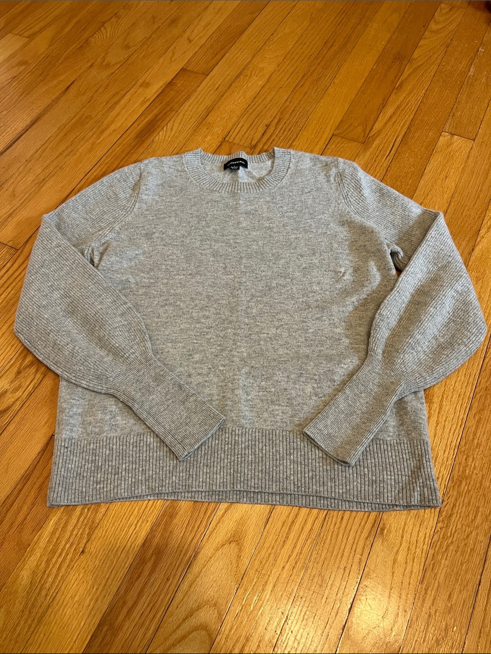 Summersalt Cashmere/Merino Blend Bishop Sleeve Crewneck Sweater, L, Gray